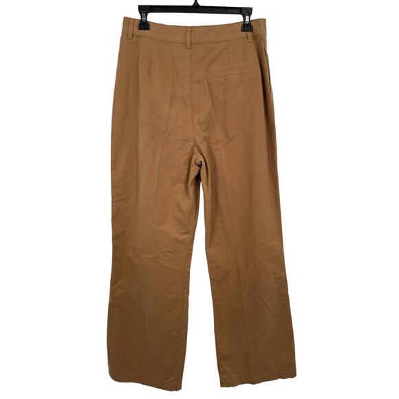Frame pants pleated cotton twill wide leg brown size 27 - Picture 4 of 5